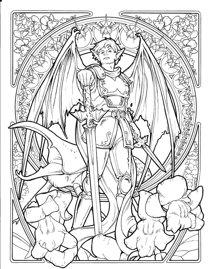 32 Easy Fantasy Coloring Pages Printable 22