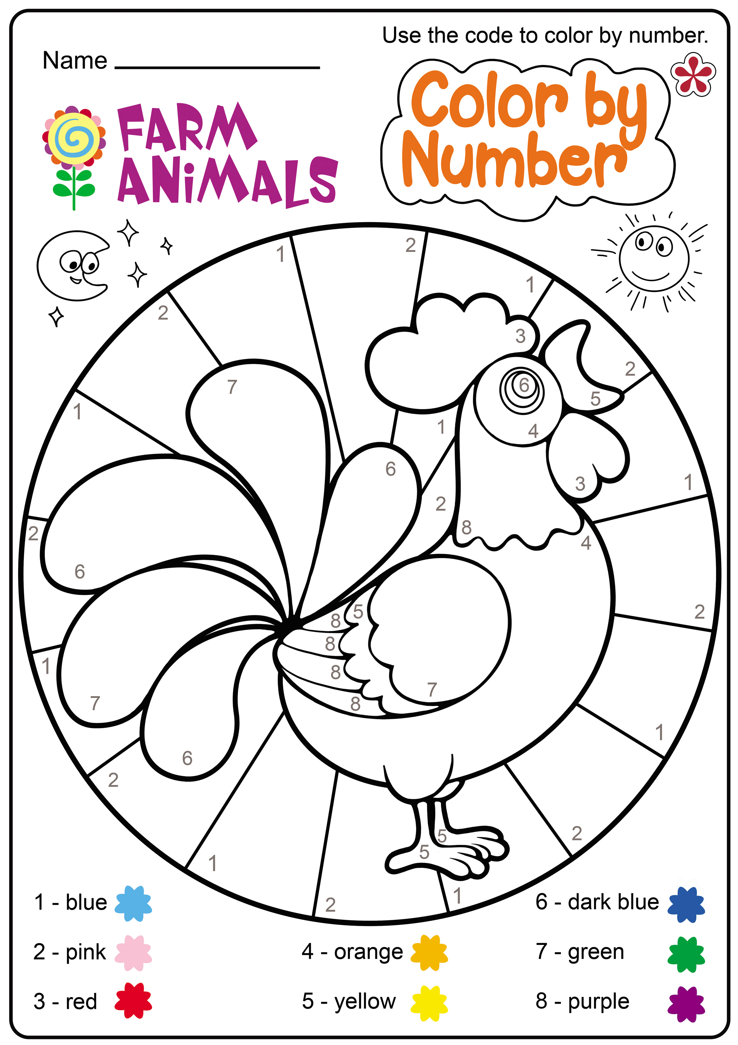 32 Fun Color by Number Worksheets Printable 14