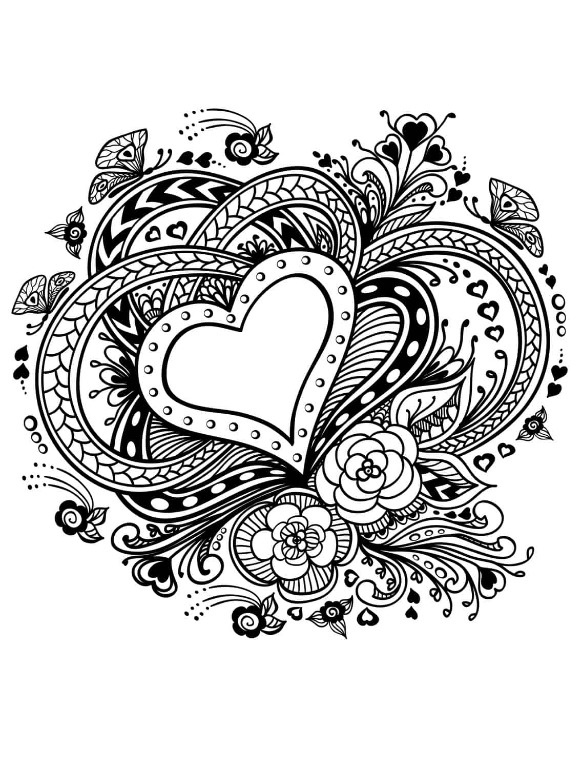 33 Detailed Heart Coloring Pages Printable 27