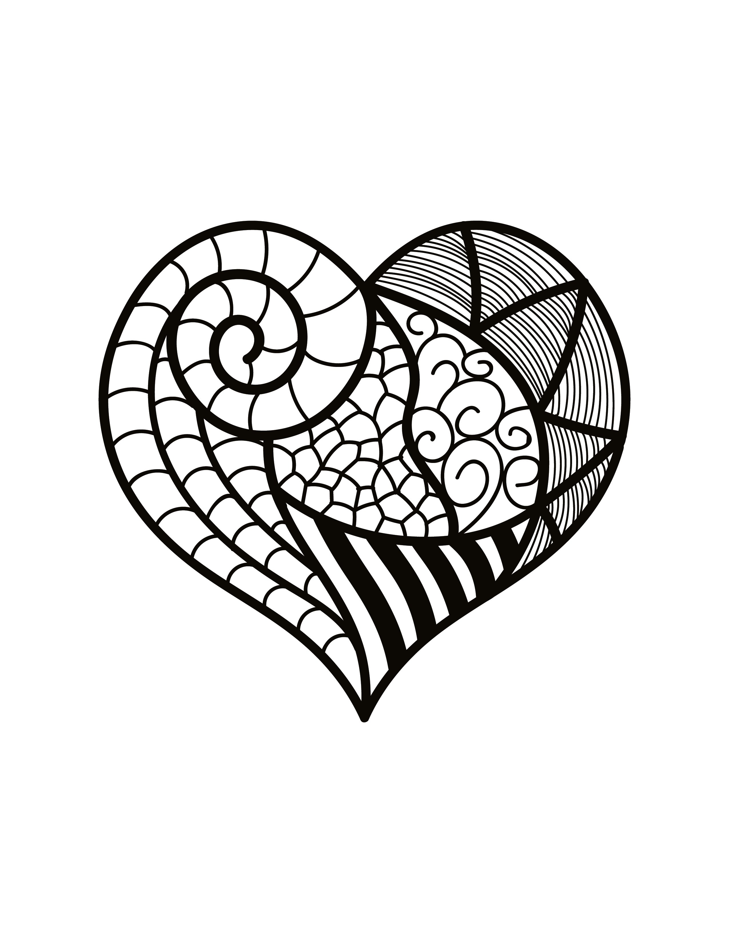 33 Detailed Heart Coloring Pages Printable 3