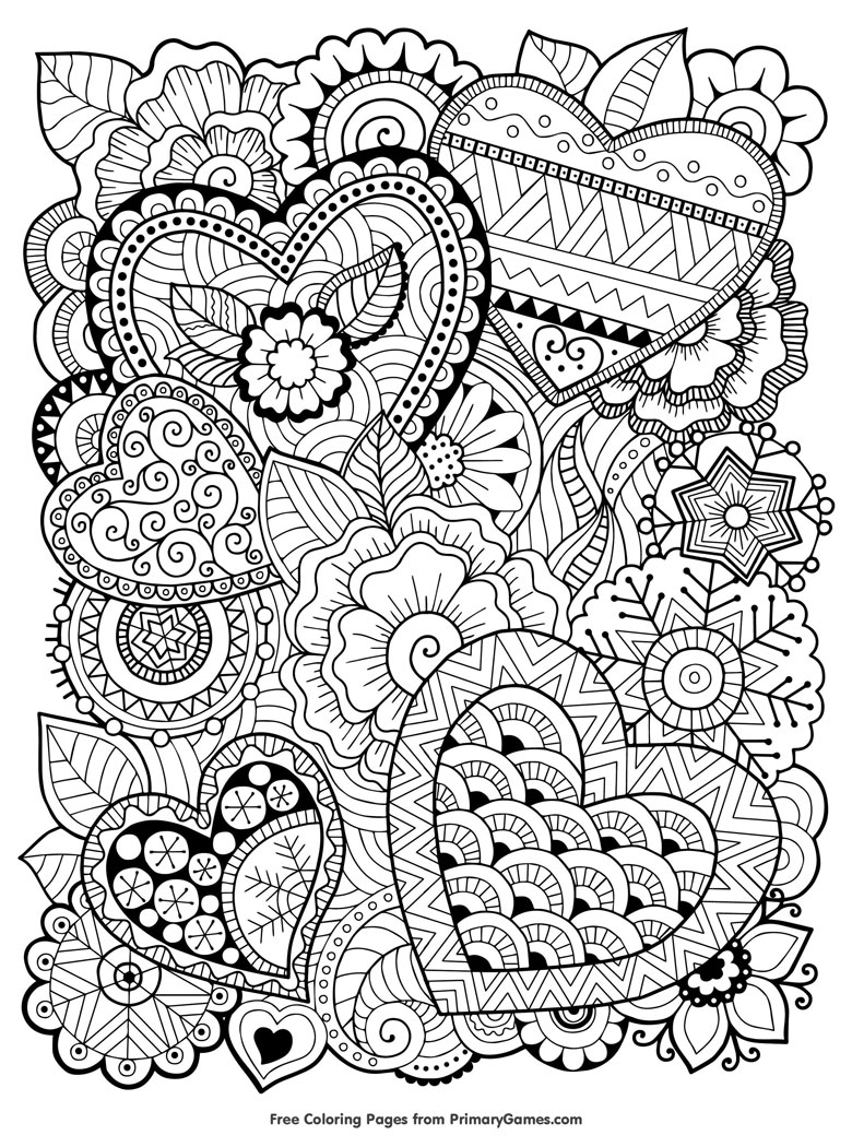 33 Detailed Heart Coloring Pages Printable 7