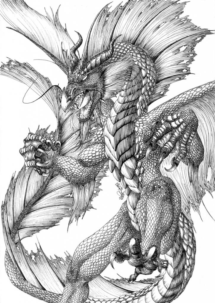 33 Fantasy Water Dragon Coloring Pages Printable 10