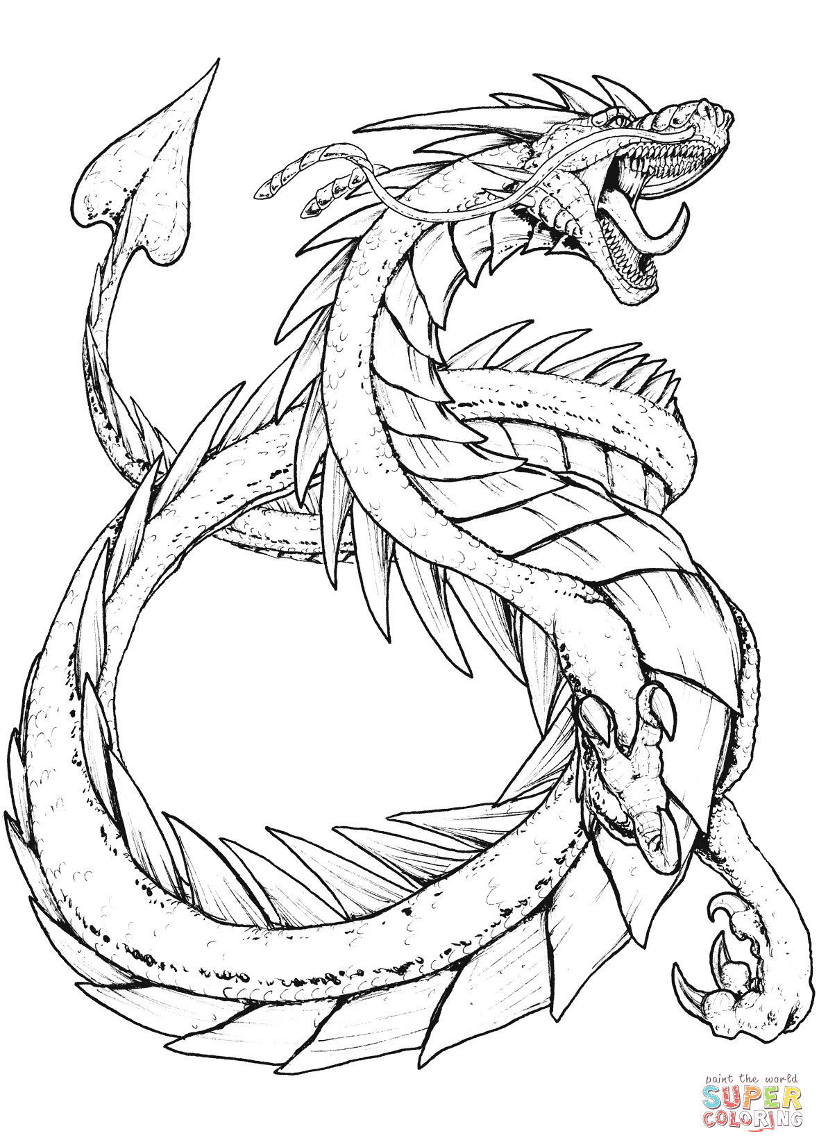 33 Fantasy Water Dragon Coloring Pages Printable 6