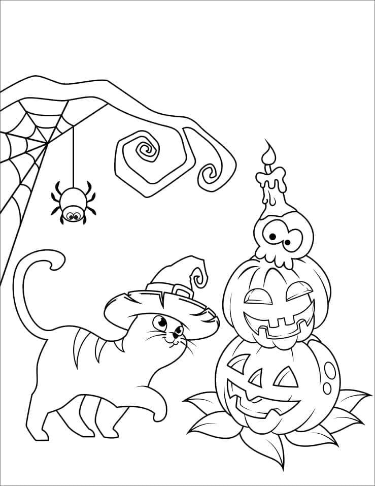 34 Halloween Cat Coloring Pages Printable 10