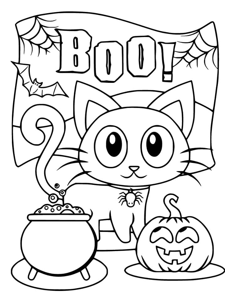 34 Halloween Cat Coloring Pages Printable 14