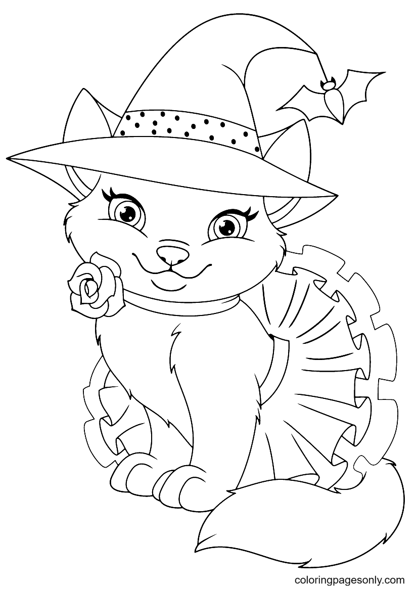 34 Halloween Cat Coloring Pages Printable 17