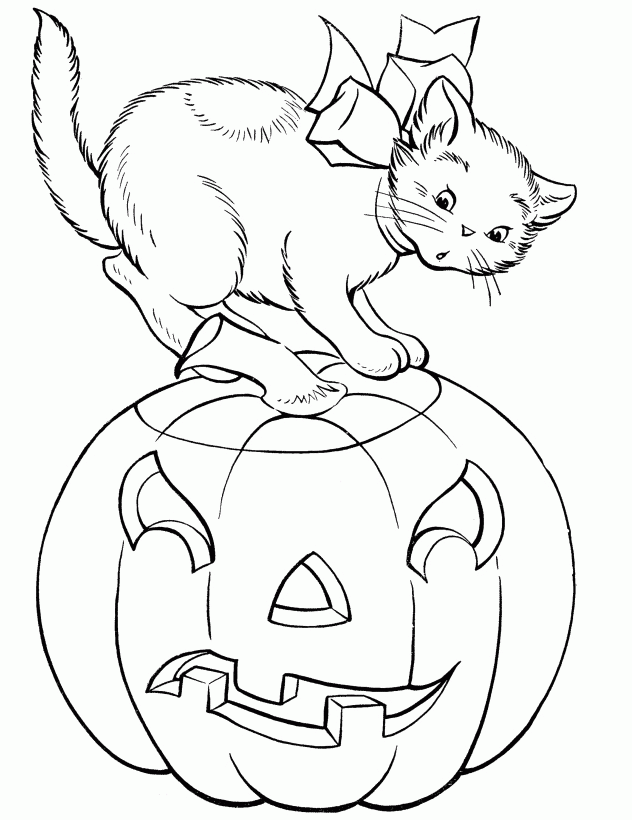 34 Halloween Cat Coloring Pages Printable 3