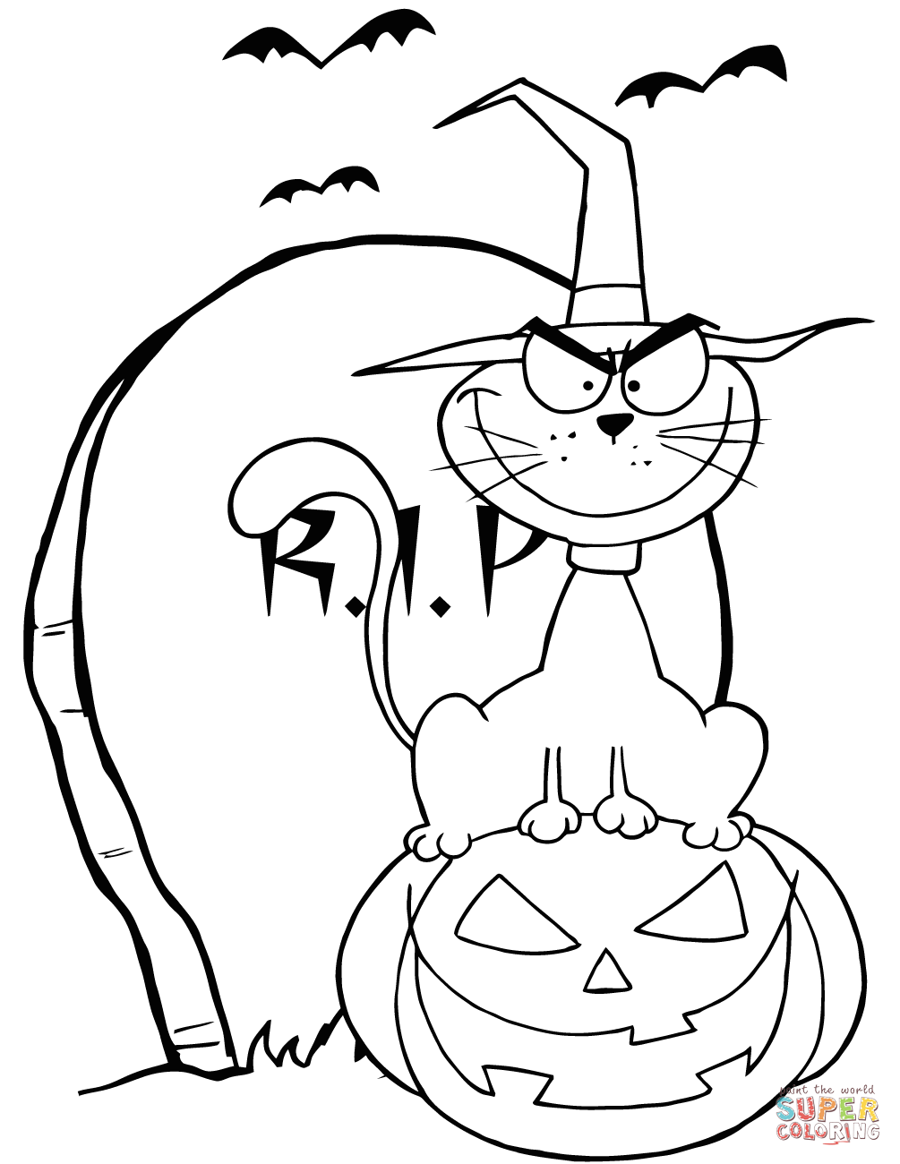 34 Halloween Cat Coloring Pages Printable 32