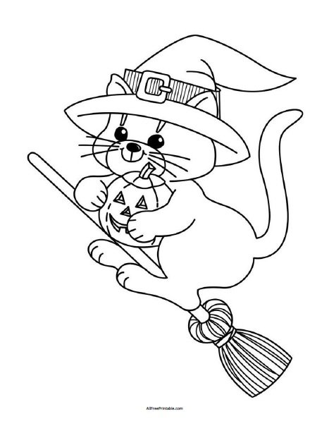 34 Halloween Cat Coloring Pages Printable 6