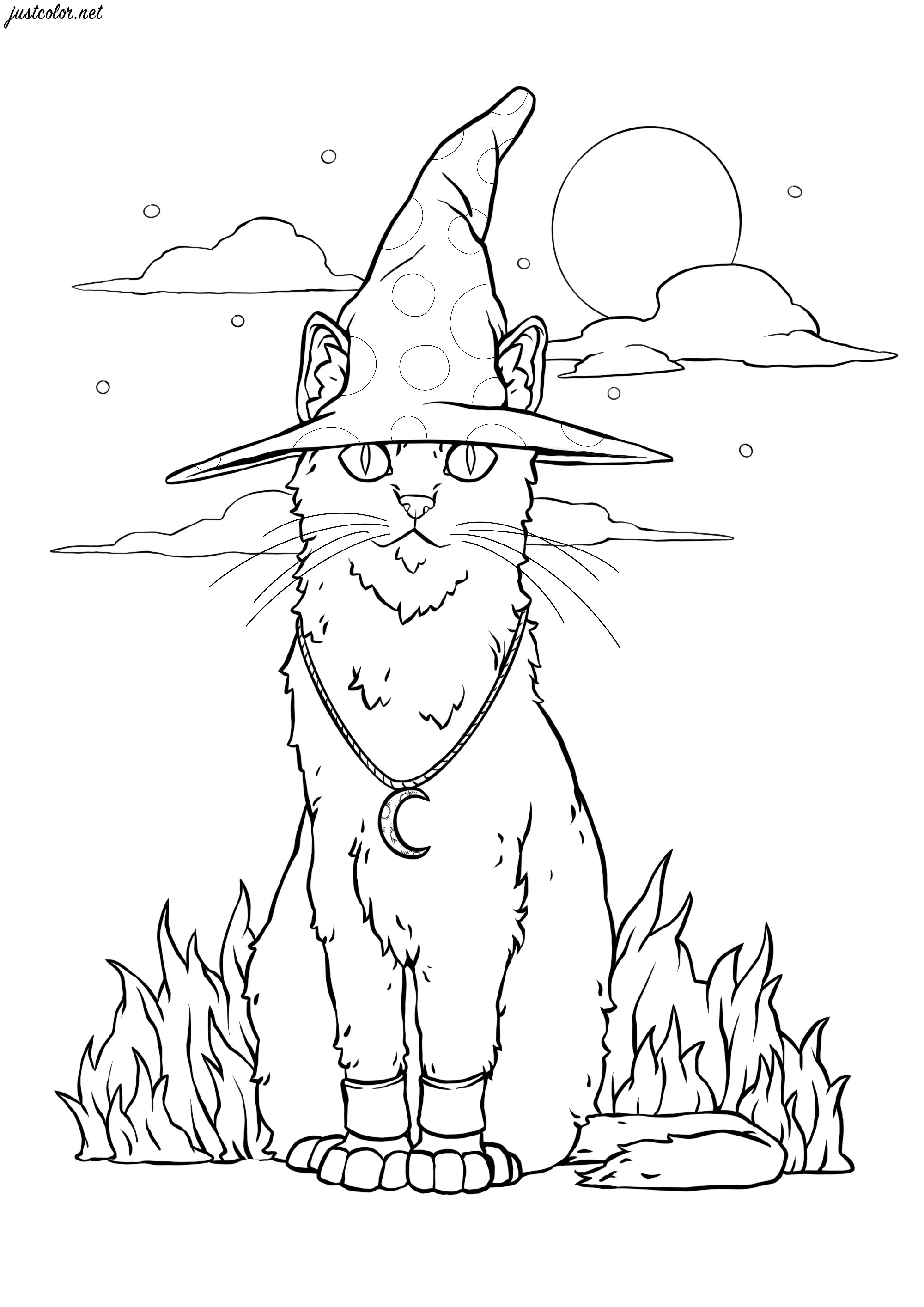 34 Halloween Cat Coloring Pages Printable 8