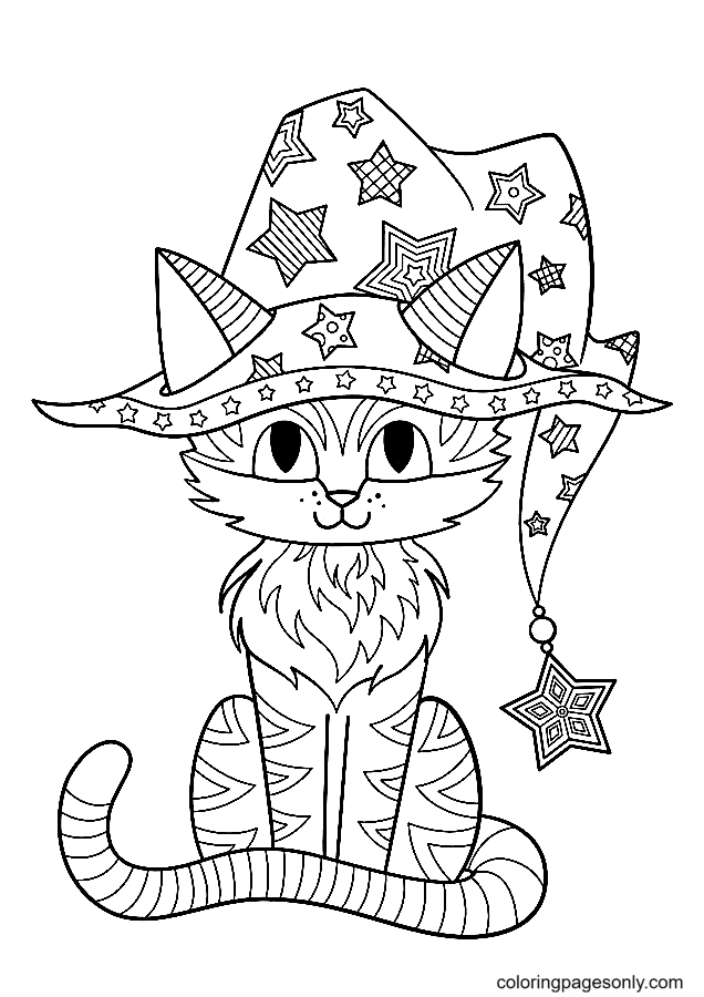 34 Halloween Cat Coloring Pages Printable 9