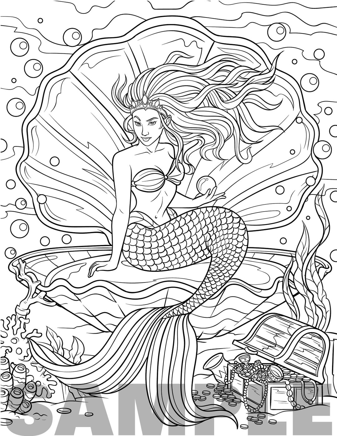 34 Lovely Mermaid Coloring Pages Free Printable 15