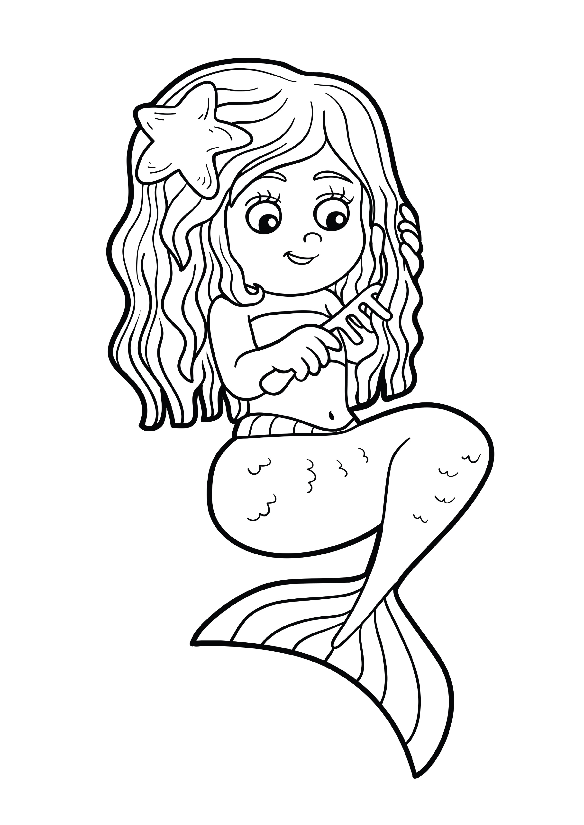 34 Lovely Mermaid Coloring Pages Free Printable 2