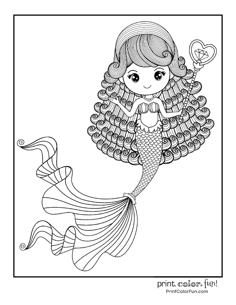 34 Lovely Mermaid Coloring Pages Free Printable 26