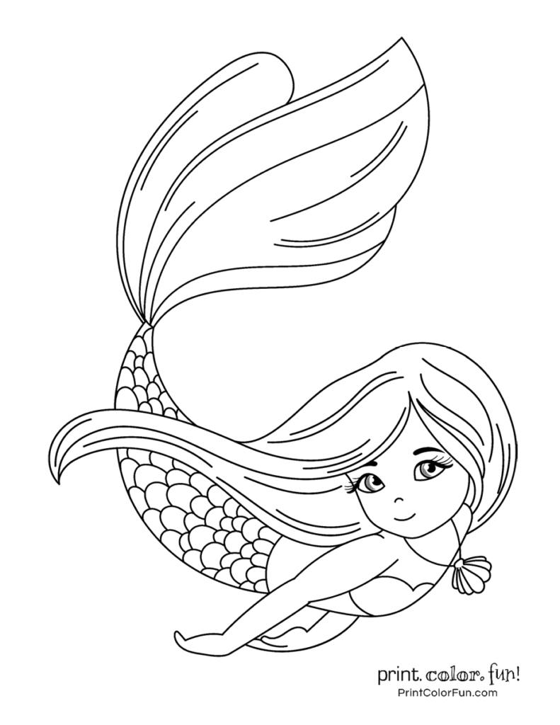 34 Lovely Mermaid Coloring Pages Free Printable 29