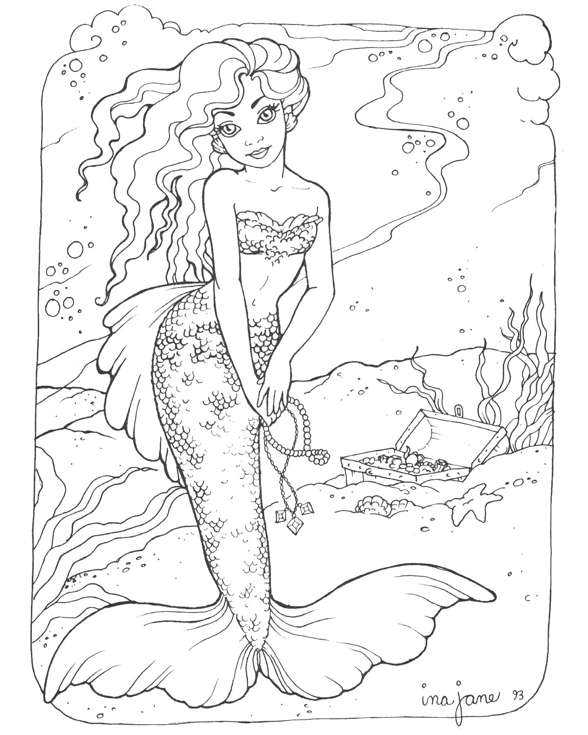 34 Lovely Mermaid Coloring Pages Free Printable 31