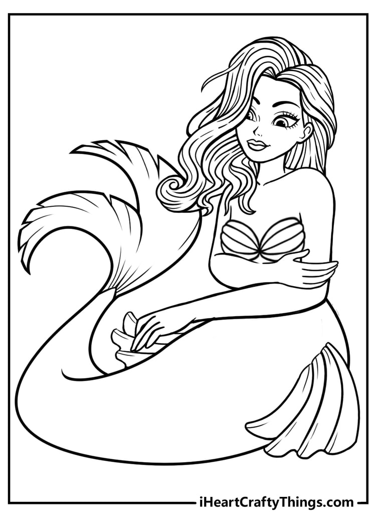 34 Lovely Mermaid Coloring Pages Free Printable 32