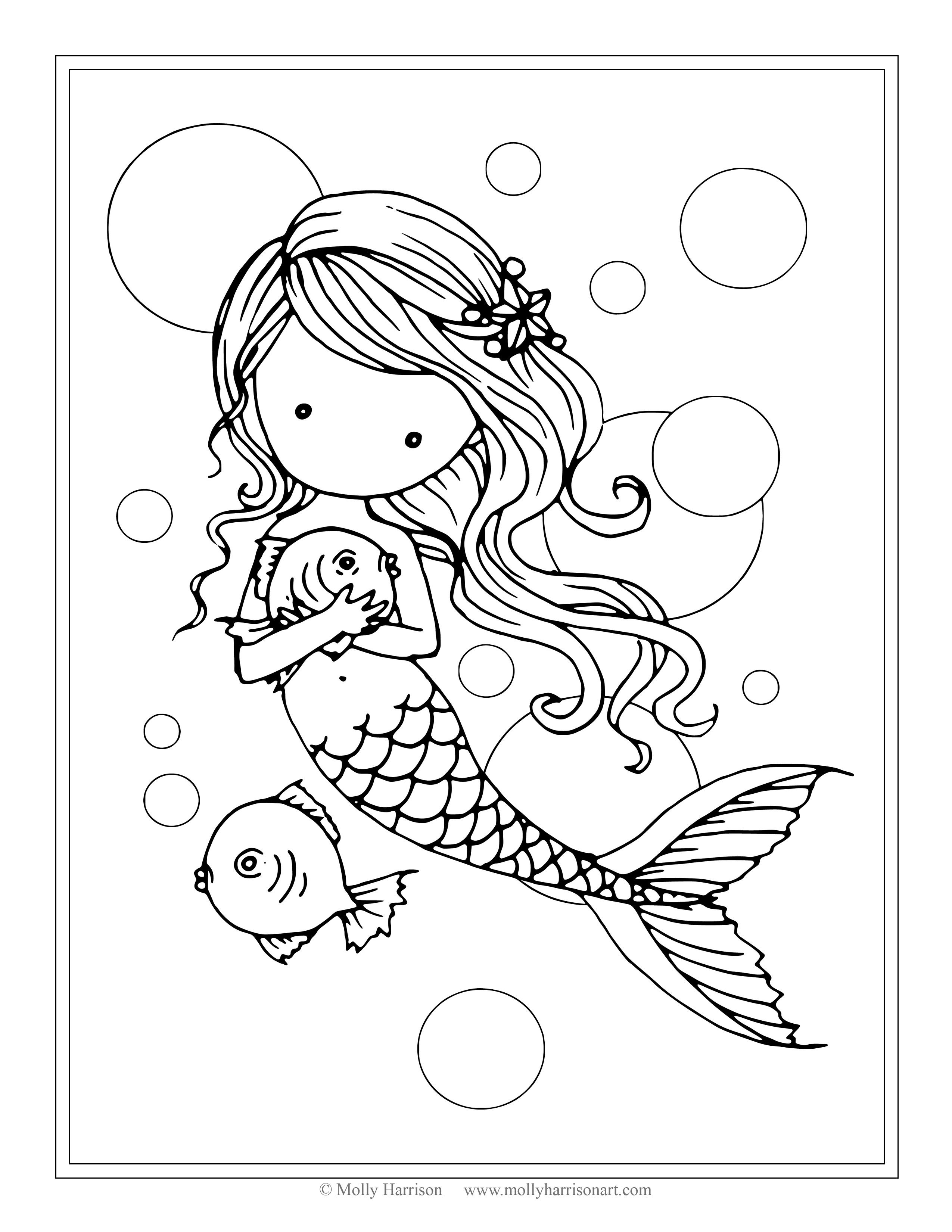 34 Lovely Mermaid Coloring Pages Free Printable 4