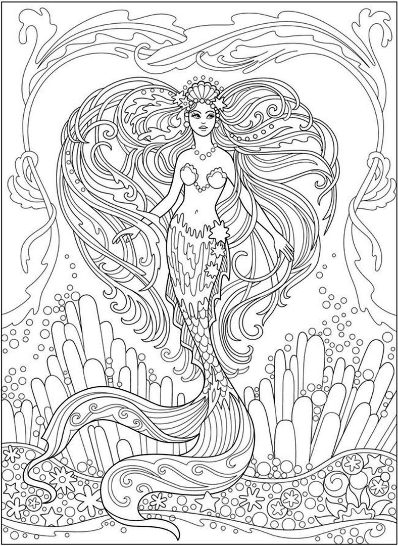 34 Lovely Mermaid Coloring Pages Free Printable 9