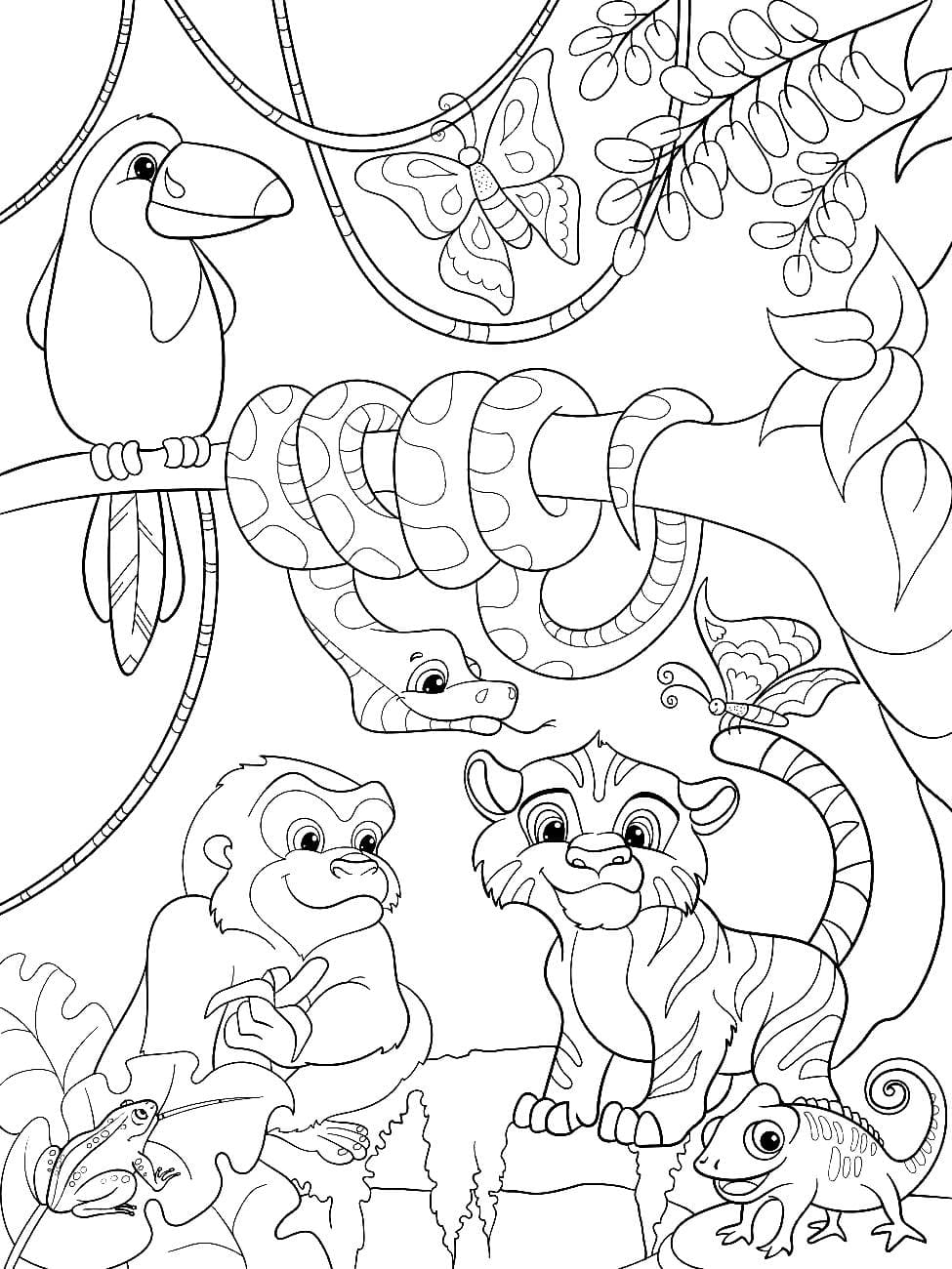 35 Cute Jungle Animal Coloring Pages Printable 24