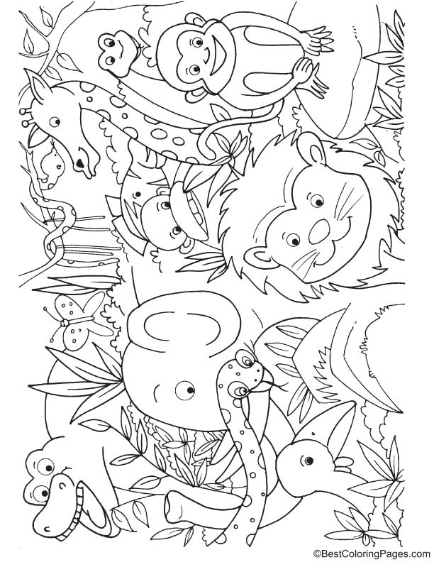 35 Cute Jungle Animal Coloring Pages Printable 25