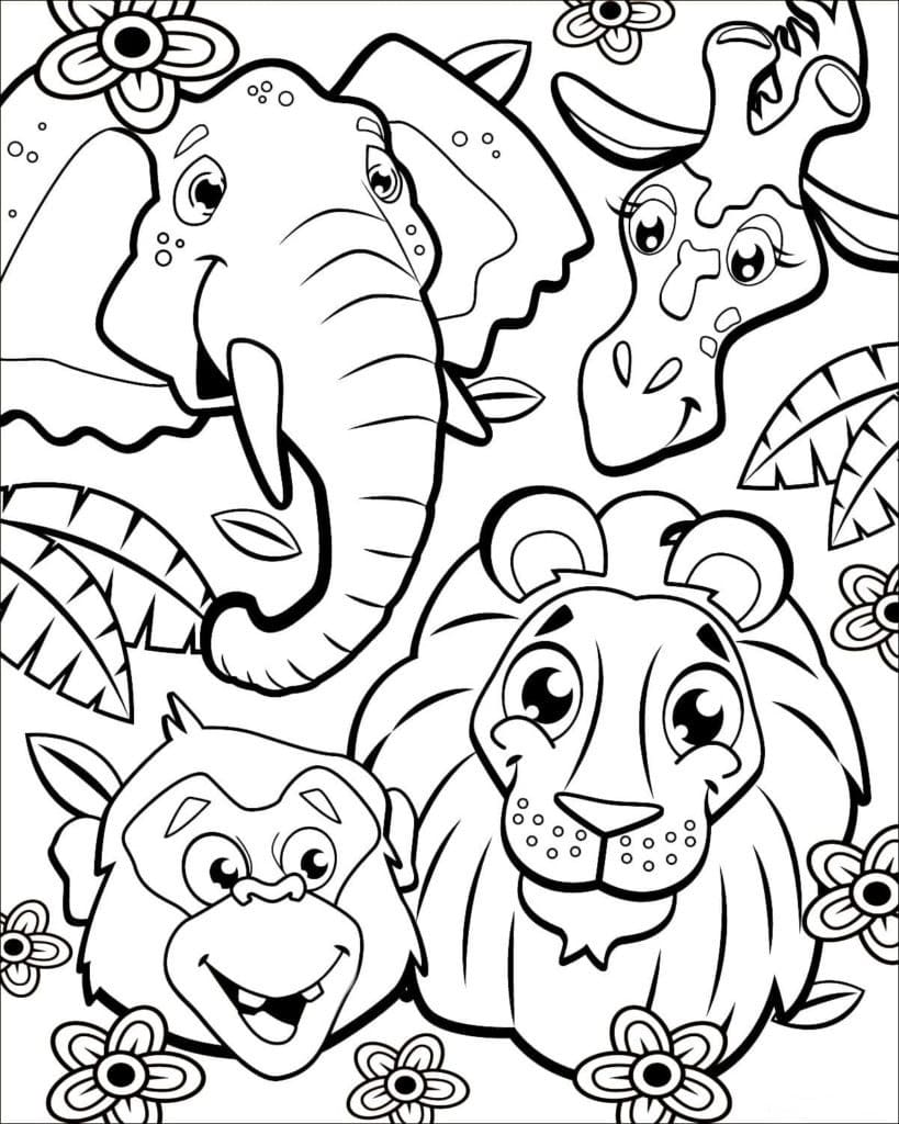 35 Cute Jungle Animal Coloring Pages Printable 26