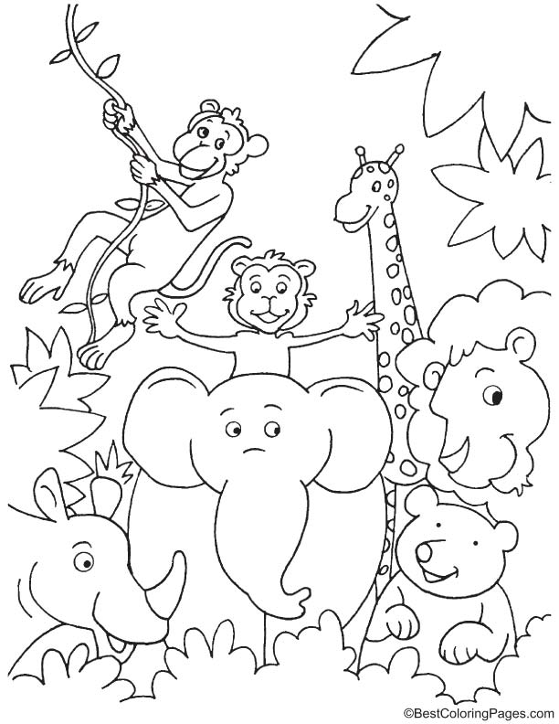 35 Cute Jungle Animal Coloring Pages Printable 33