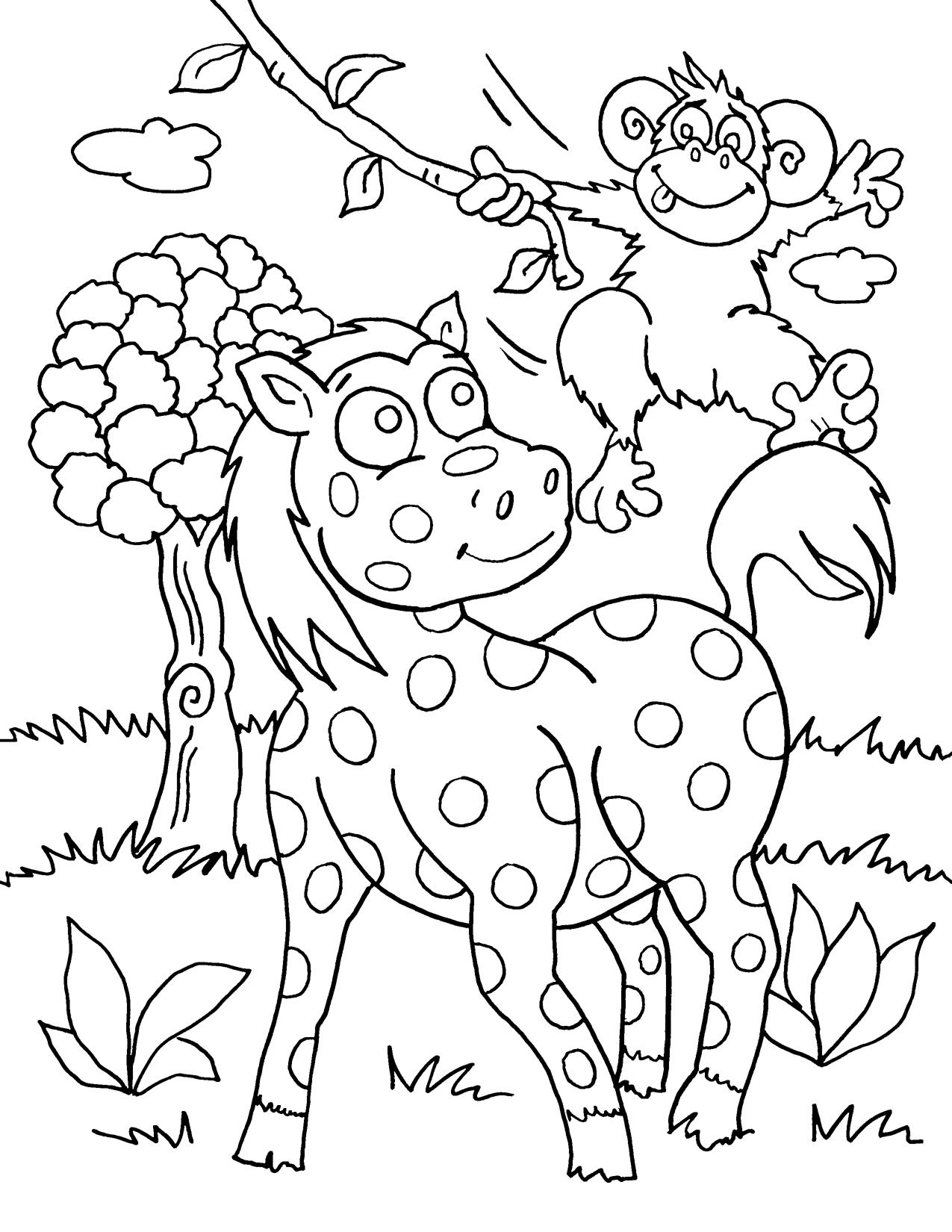 35 Cute Jungle Animal Coloring Pages Printable 7