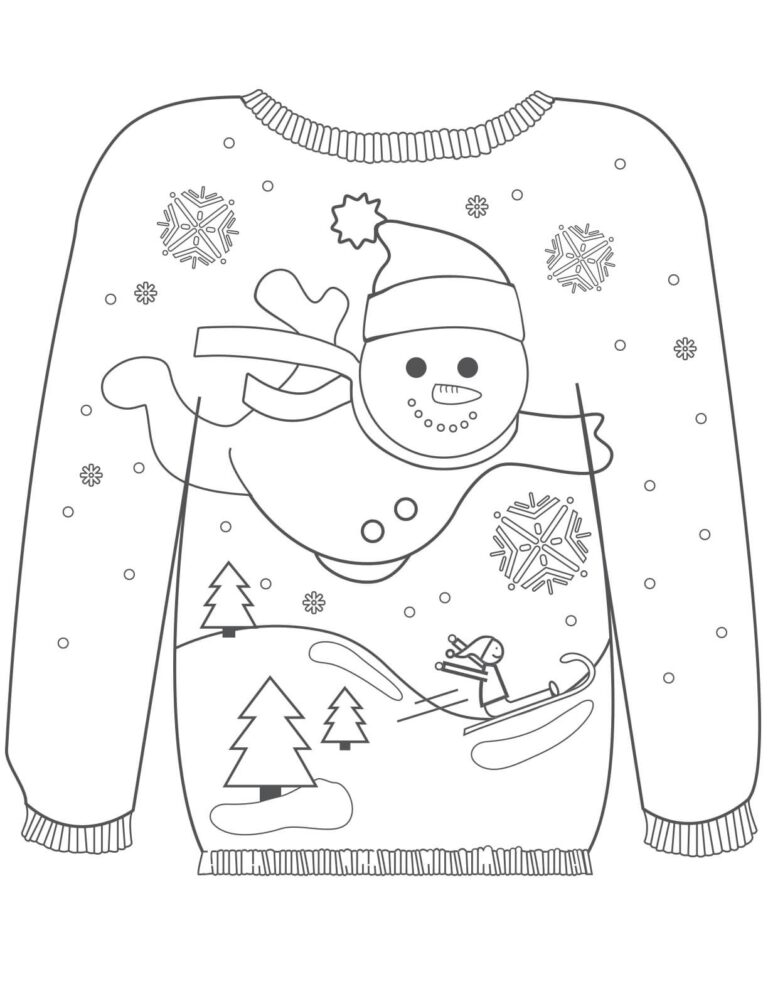 35 Festive Christmas Sweater Coloring Pages Printable 1