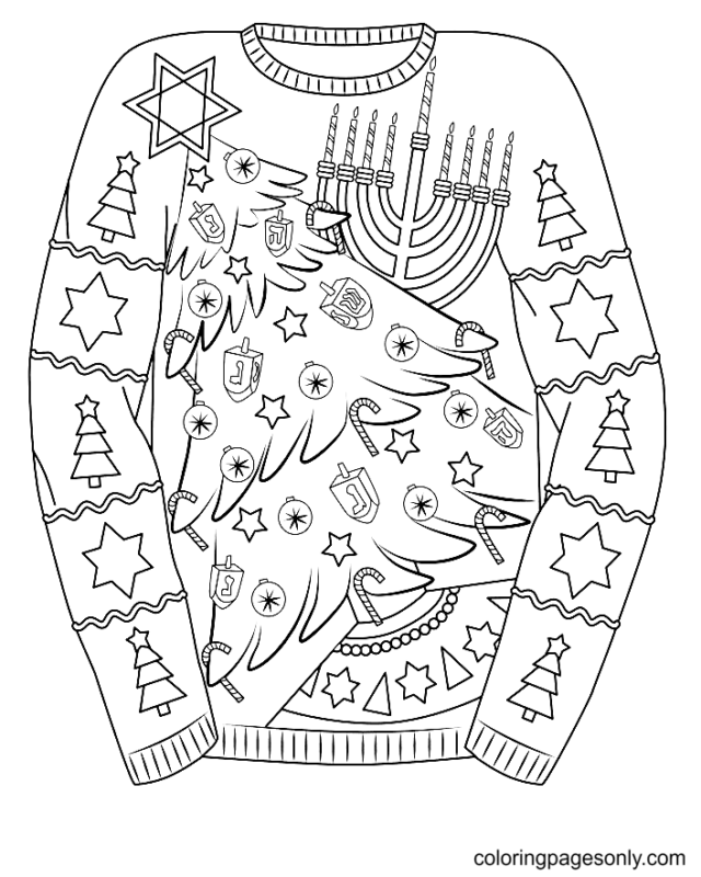 35 Festive Christmas Sweater Coloring Pages Printable 11