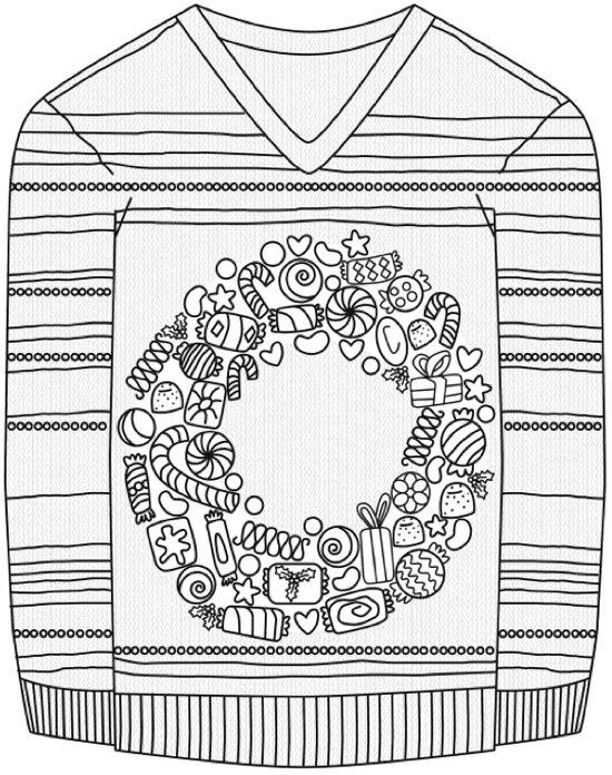 35 Festive Christmas Sweater Coloring Pages Printable 13