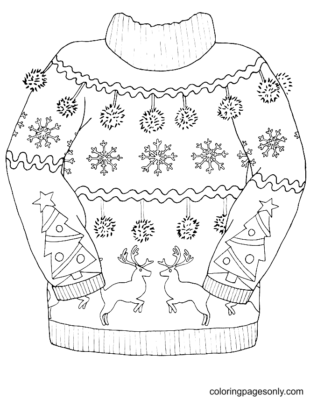 35 Festive Christmas Sweater Coloring Pages Printable 26