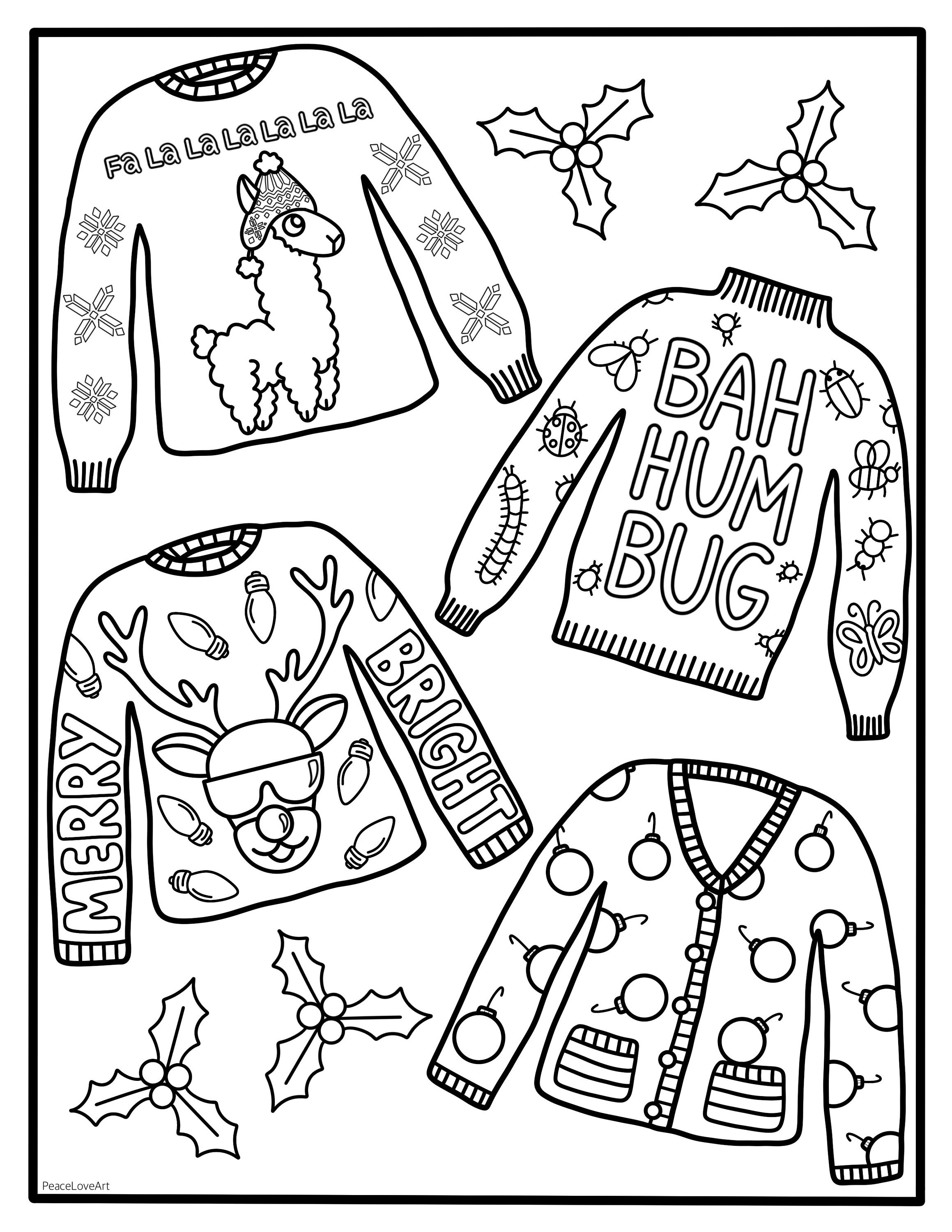 35 Festive Christmas Sweater Coloring Pages Printable 28