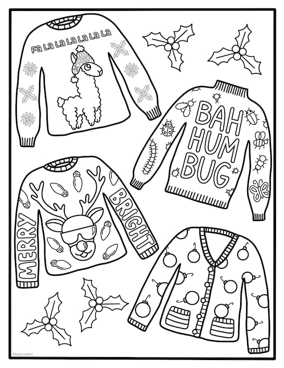 35 Festive Christmas Sweater Coloring Pages Printable 31