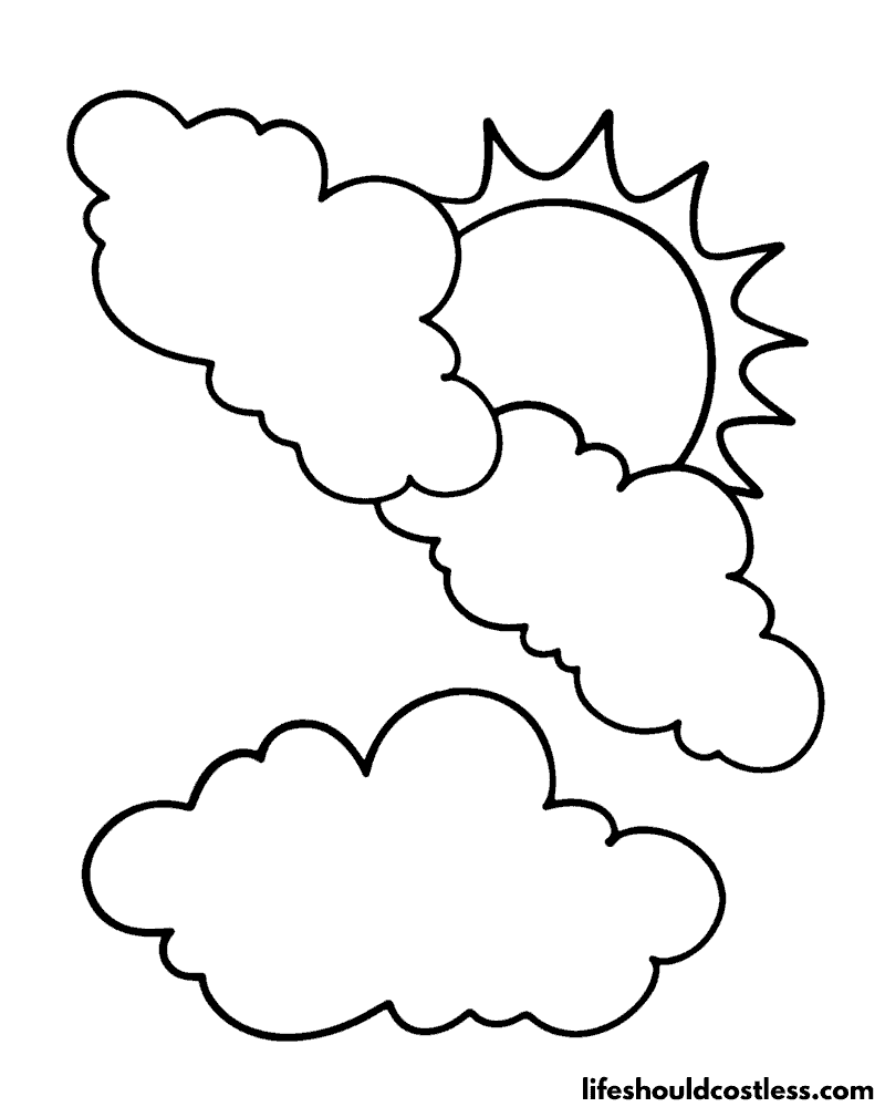 35 Fluffy Cloud Coloring Pages for Kids Printable 4