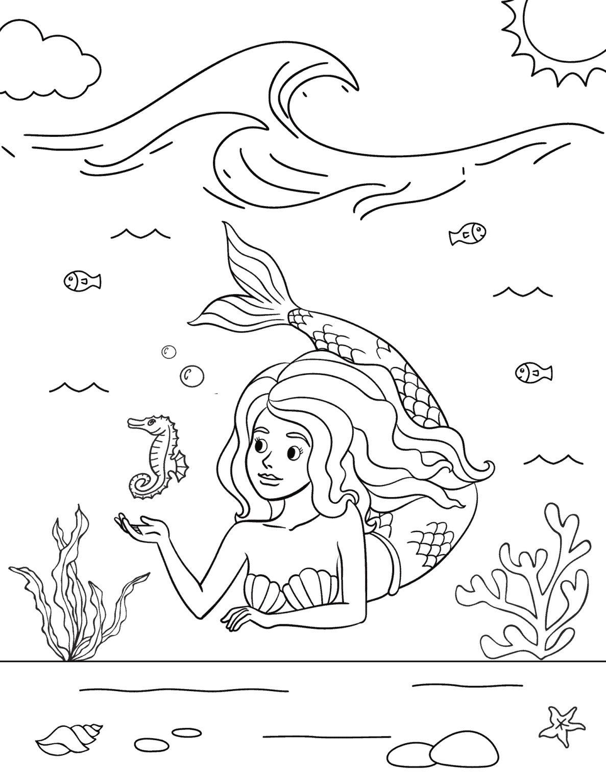 35 Simple Mermaid Coloring Pages Printable 22