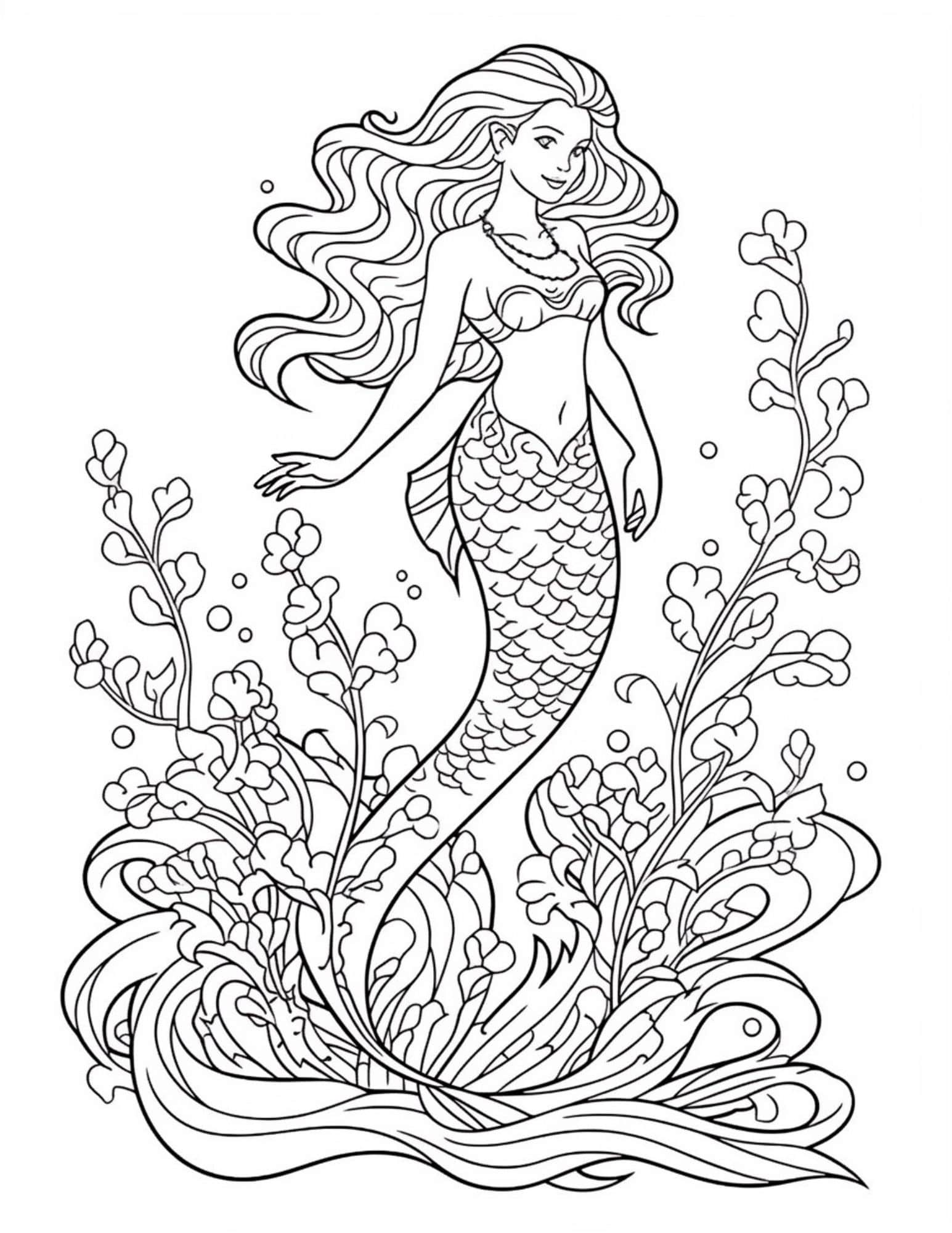 35 Simple Mermaid Coloring Pages Printable 27