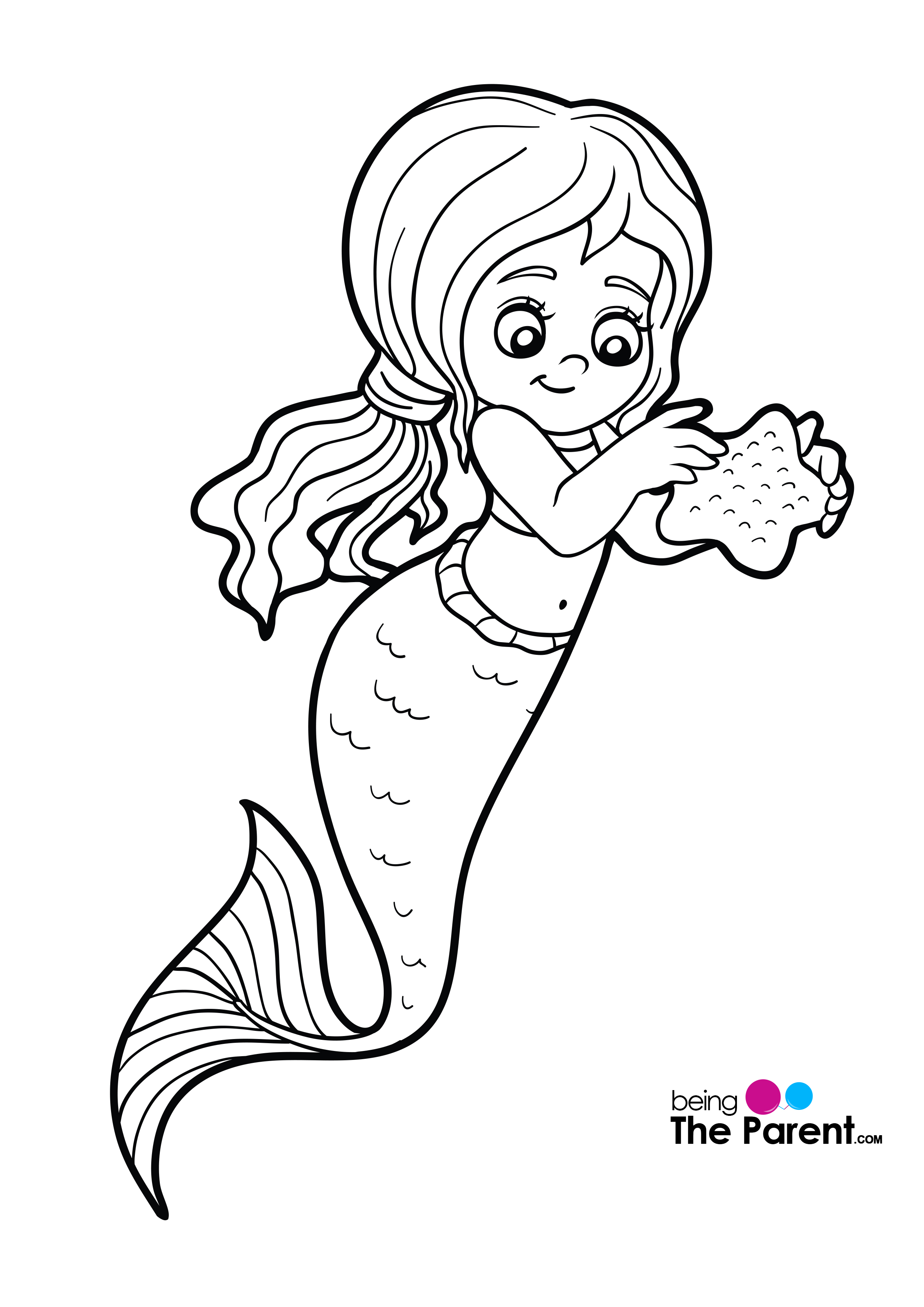 35 Simple Mermaid Coloring Pages Printable 7