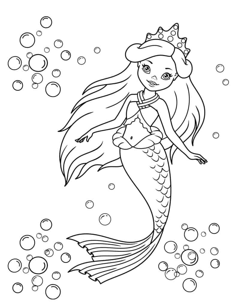 37 Aesthetic Mermaid Coloring Pages Printable 18