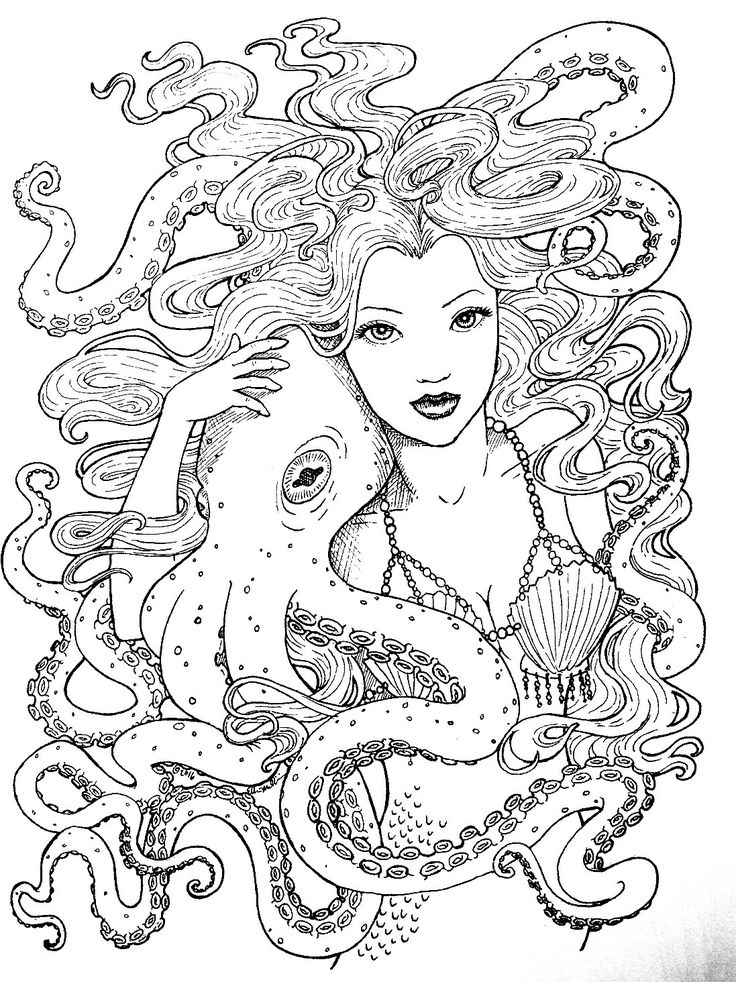 37 Aesthetic Mermaid Coloring Pages Printable 20