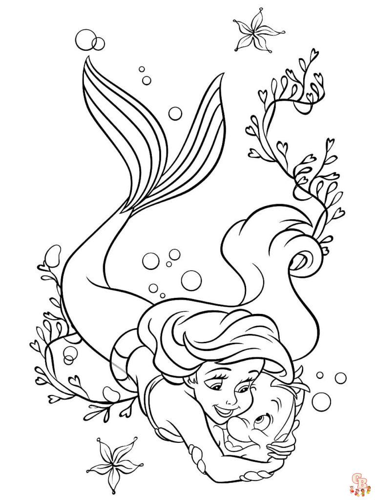 37 Aesthetic Mermaid Coloring Pages Printable 23