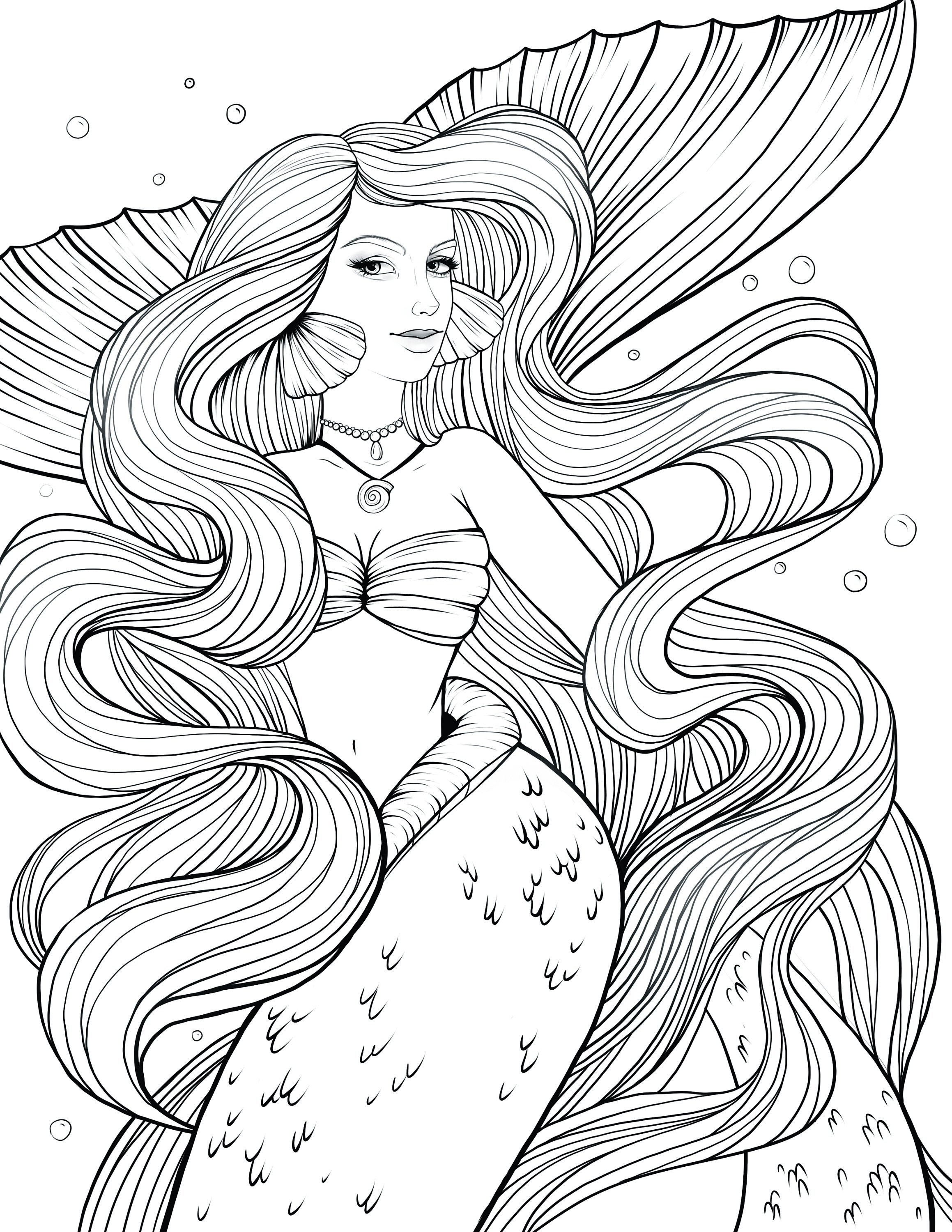 37 Aesthetic Mermaid Coloring Pages Printable 26