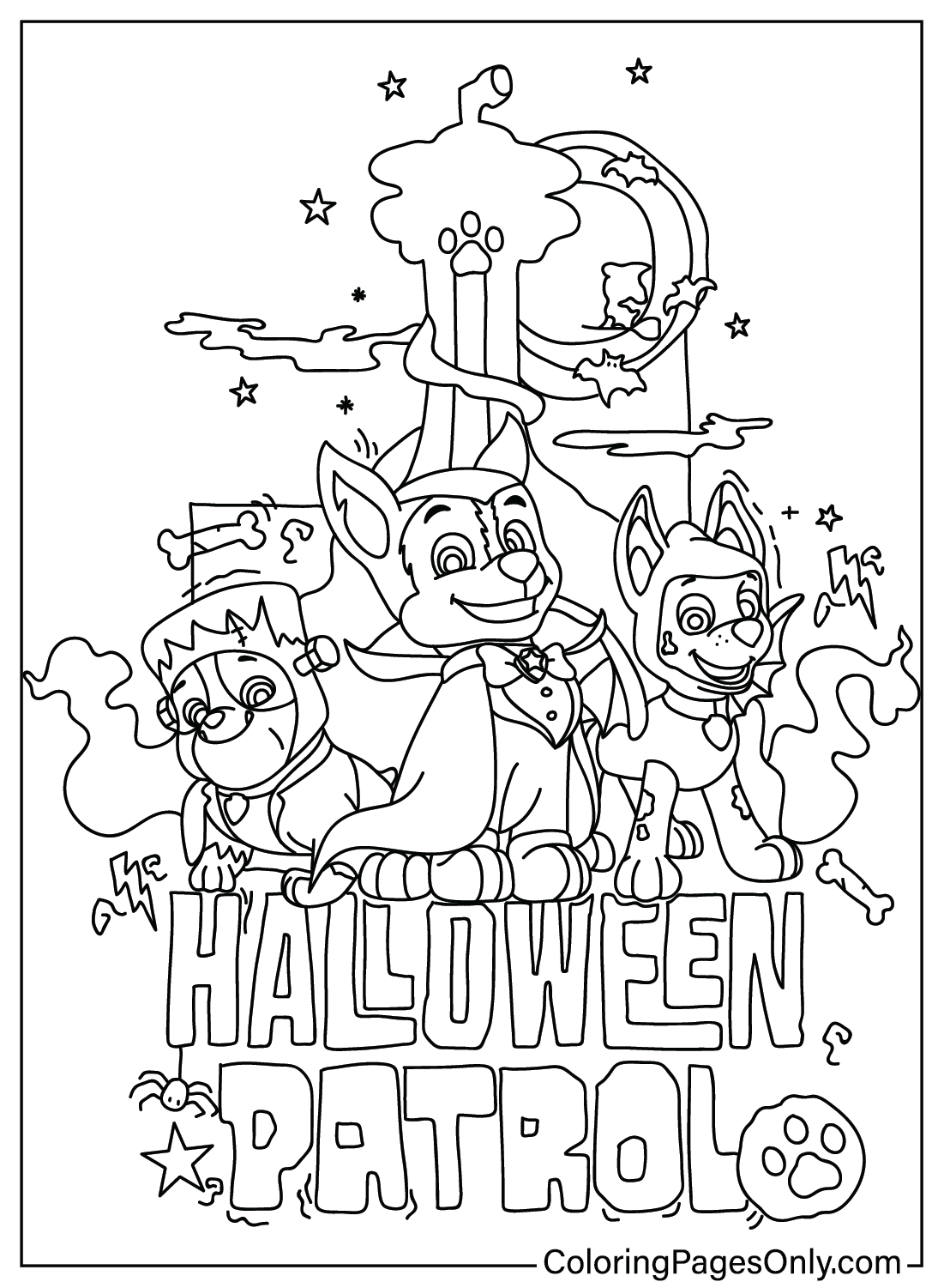 38 Paw Patrol Halloween Coloring Pages Printable 3