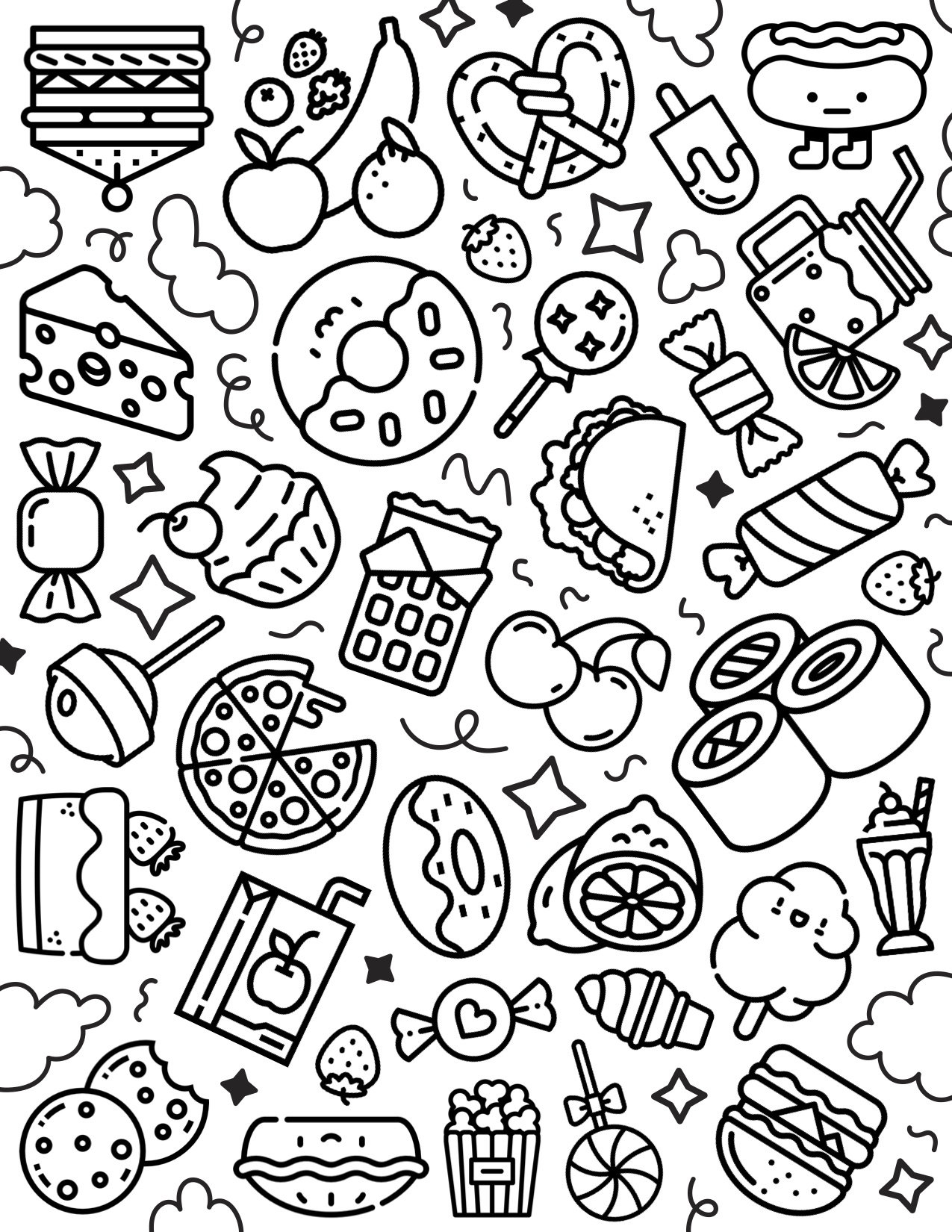 39 Printable Cute Kawaii Food Coloring Pages 20