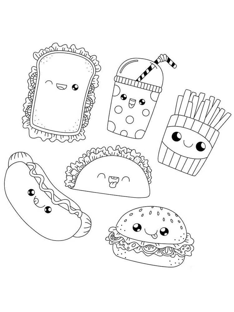 39 Printable Cute Kawaii Food Coloring Pages 23