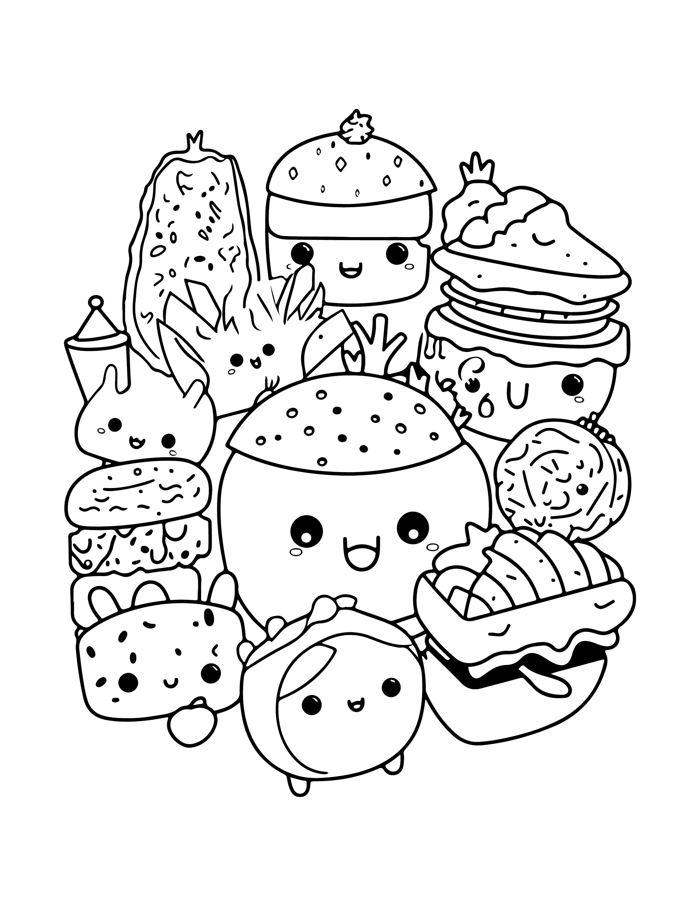 39 Printable Cute Kawaii Food Coloring Pages 32