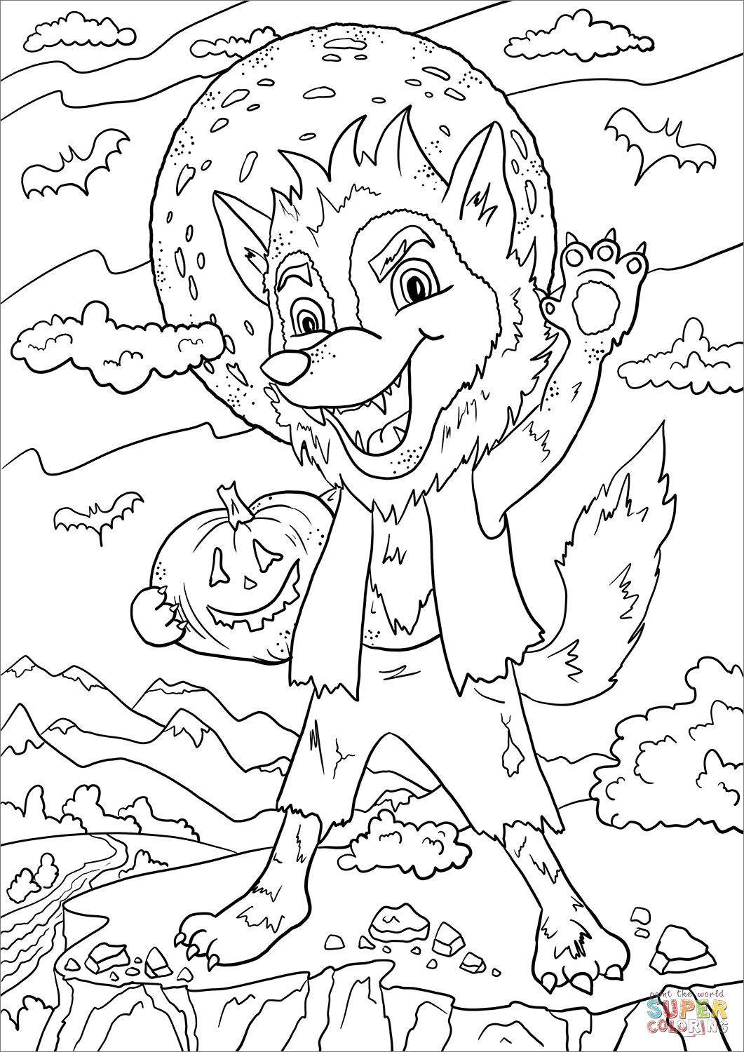 39 Spooky Werewolf Coloring Pages Printable 2