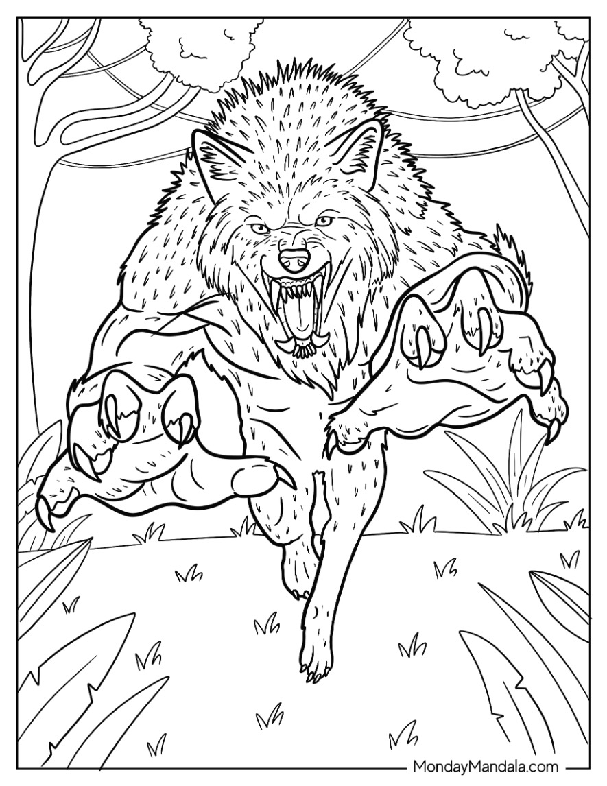 39 Spooky Werewolf Coloring Pages Printable 28