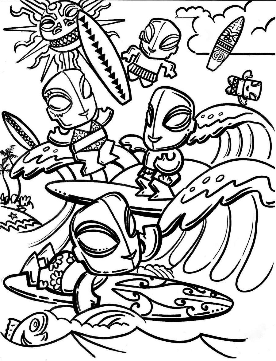 93 Tiki Coloring Pages Printable 30