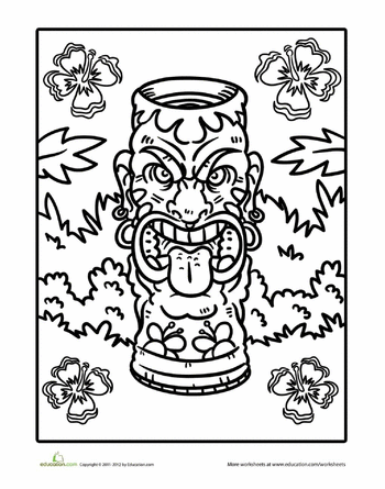 93 Tiki Coloring Pages Printable 49